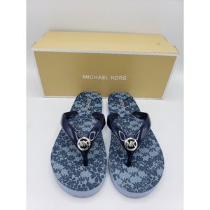 MICHAEL KORS NAVY FLORAL FLIP FLOPS